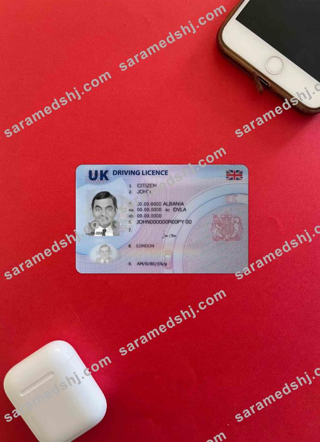 United Kingdom driving license, (after 2021 December-present) photolook FRONT